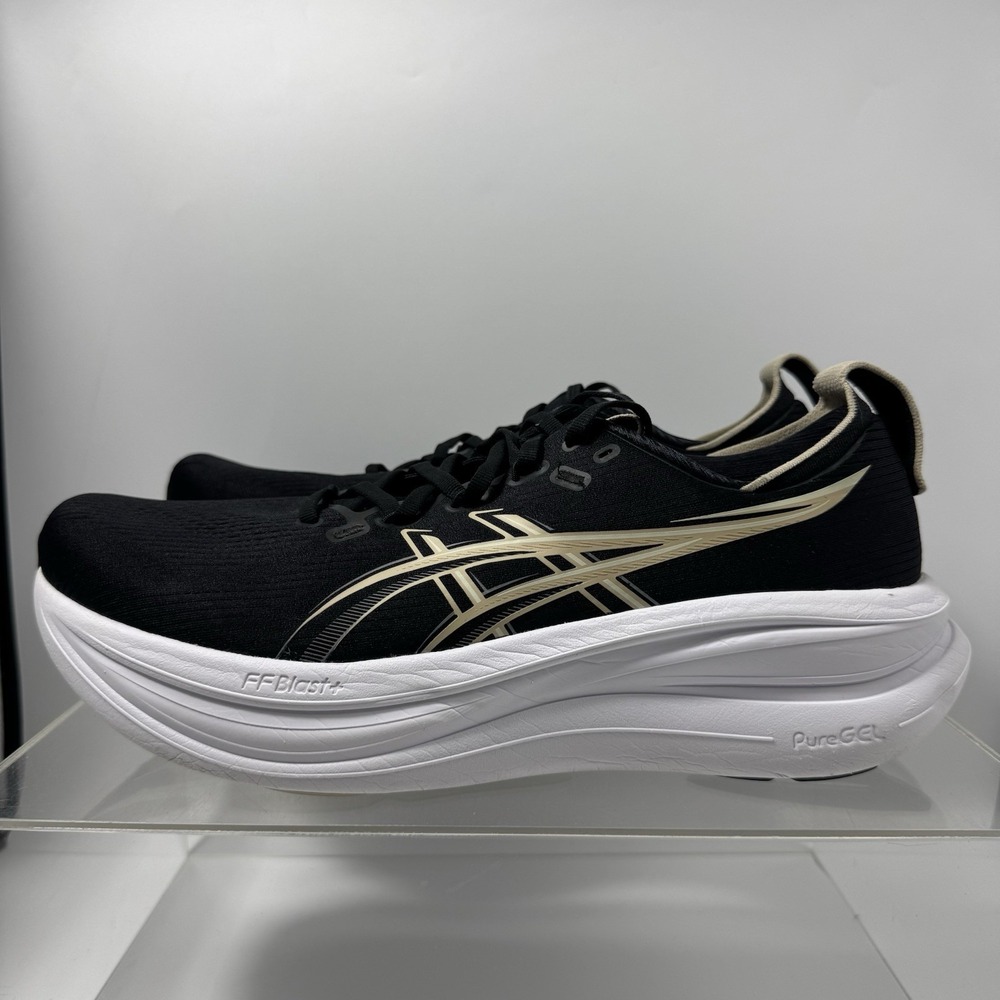 Asics Gel-Nimbus 28 Black Khaki Running Shoes Sneakers 1011C127 Men's Size 12